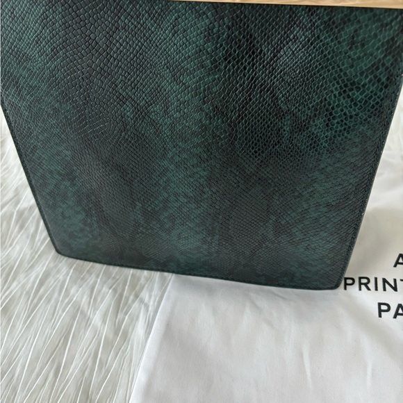 Au Printemps - Emerald dark green snake embossed bag - Picture 5 of 5